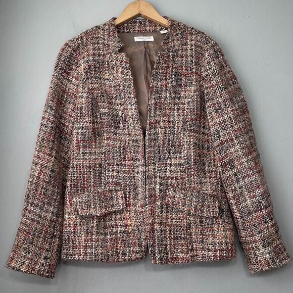 Wool Tweed Blazer Size 8 Light Academia Jacket Career Preppy Neutral Heritage - Picture 1 of 10